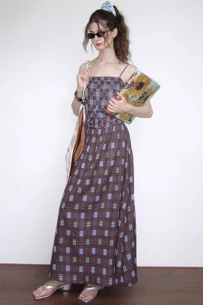 Fall Check Slip Dress