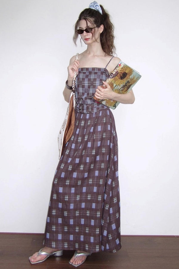 Fall Check Slip Dress