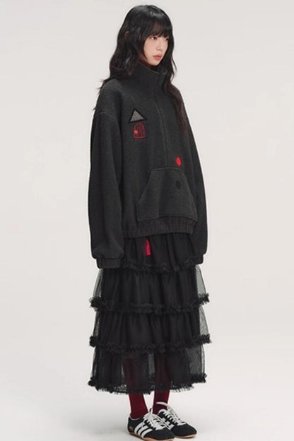 3D Embroidery Ruffled Skirt