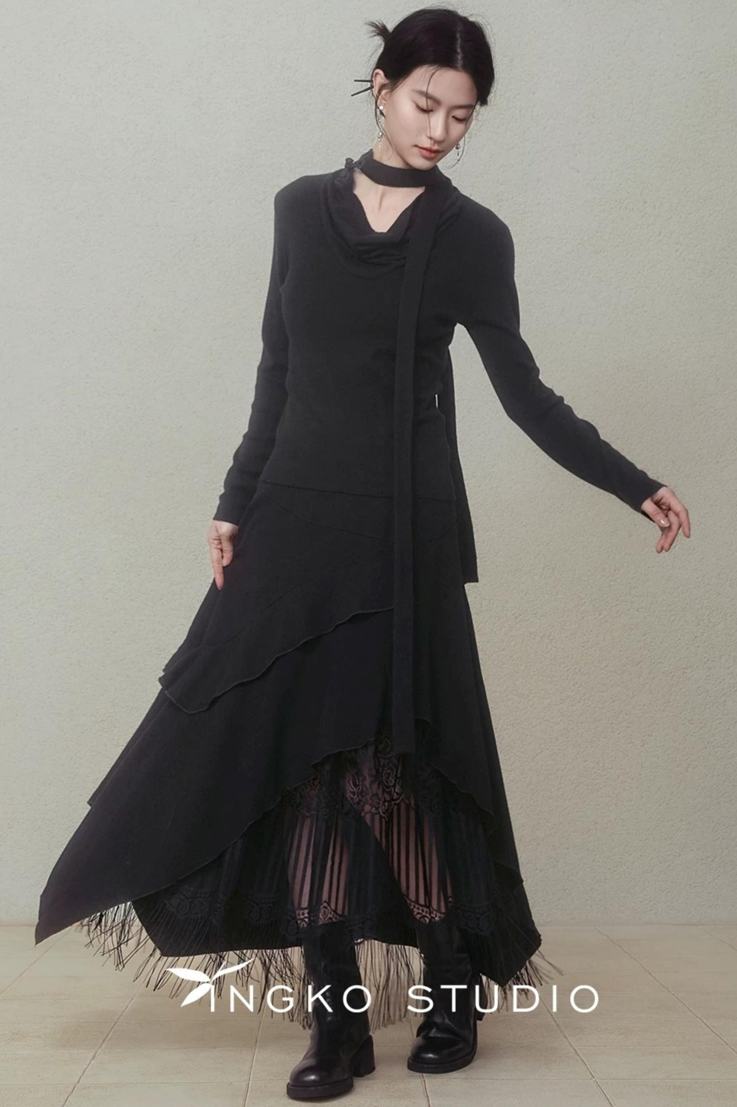 Layered Asymmetrical Lace Skirt