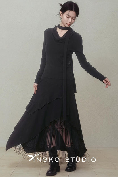 Layered Asymmetrical Lace Skirt