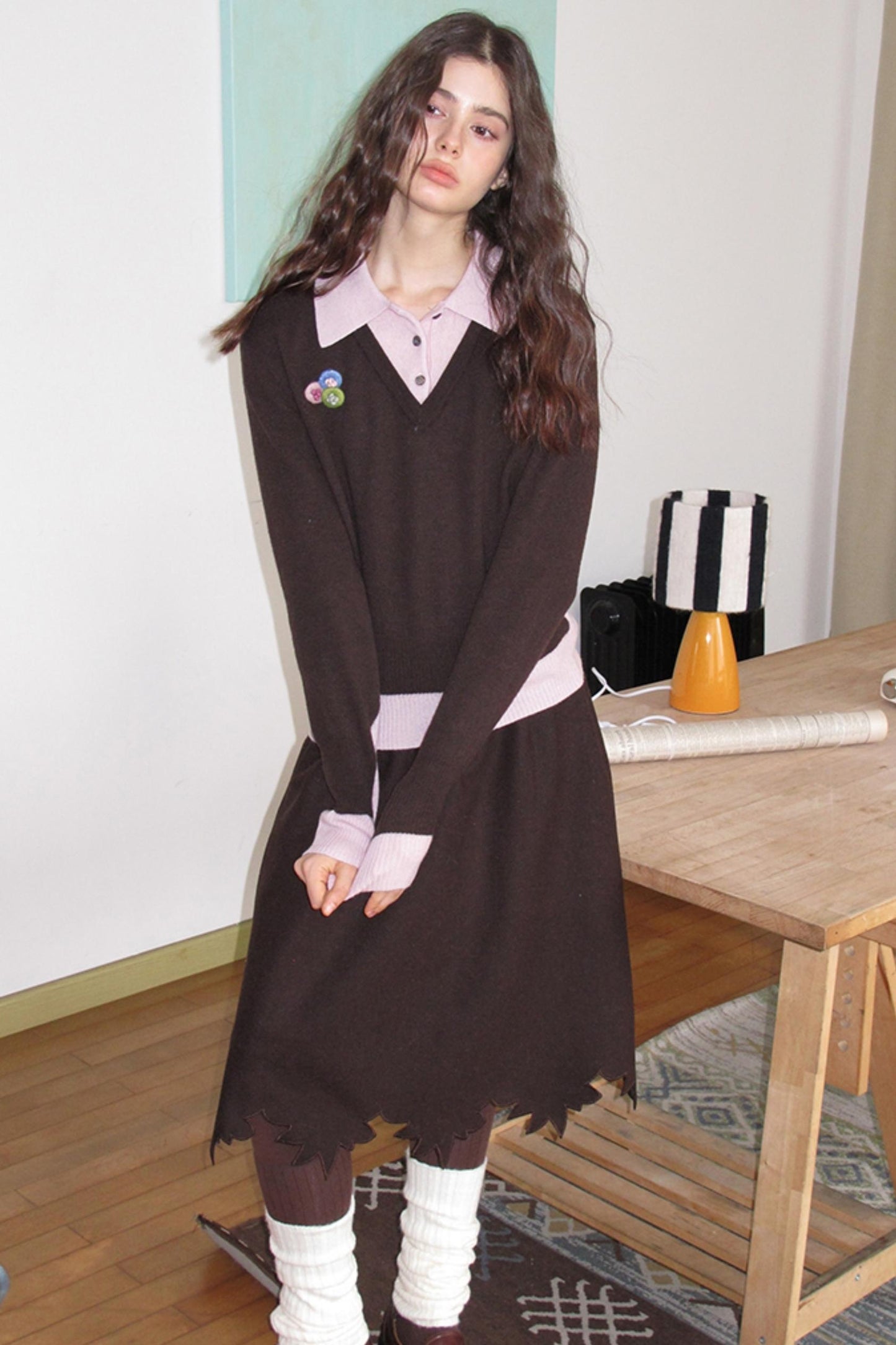 Sakura Brown Woollen Doubleside Sweater