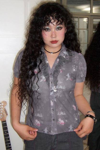 Vintage Lace Trim Blouse
