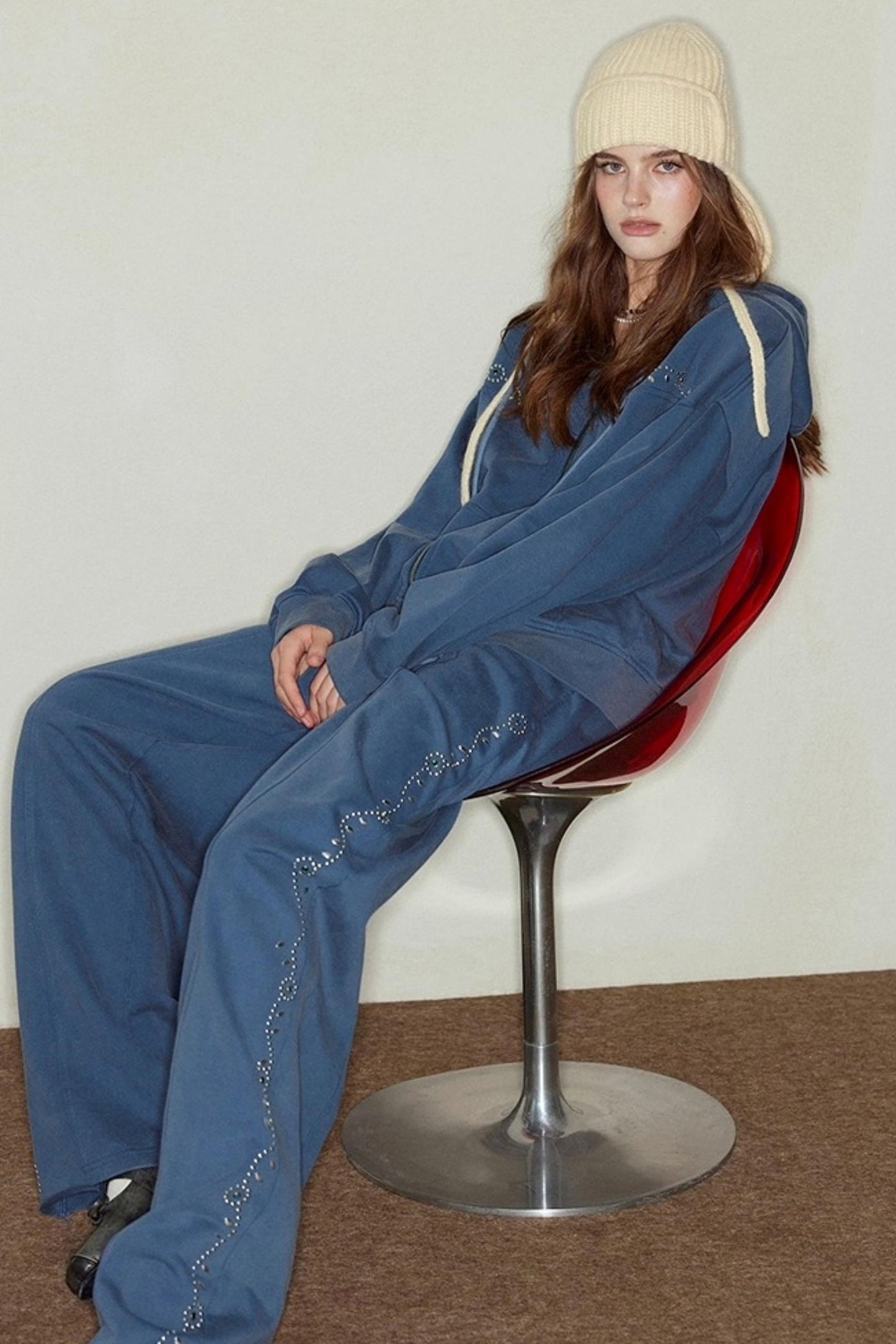 Diamond Hooded Sweatshirt With Pants Set-Up