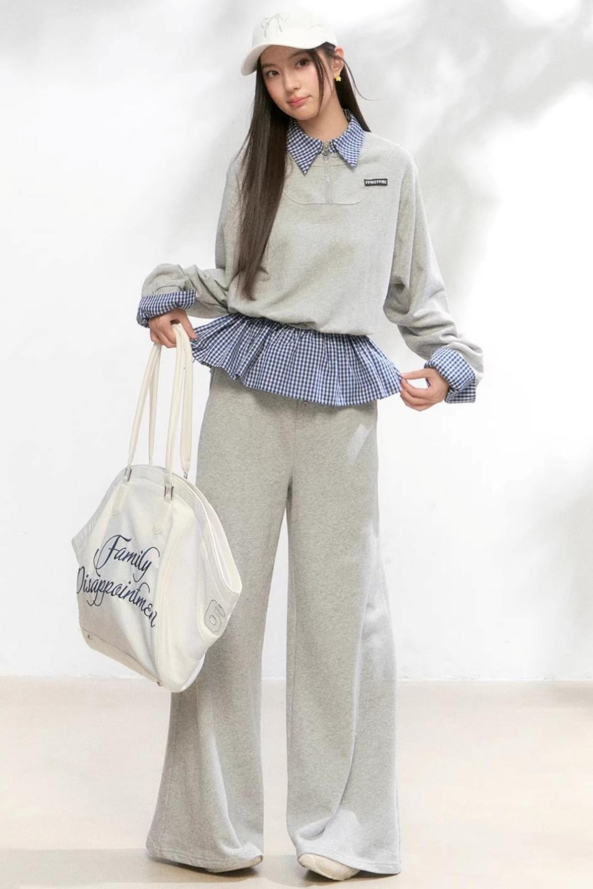 Fake Layered Contrast Knit Top Set-Up