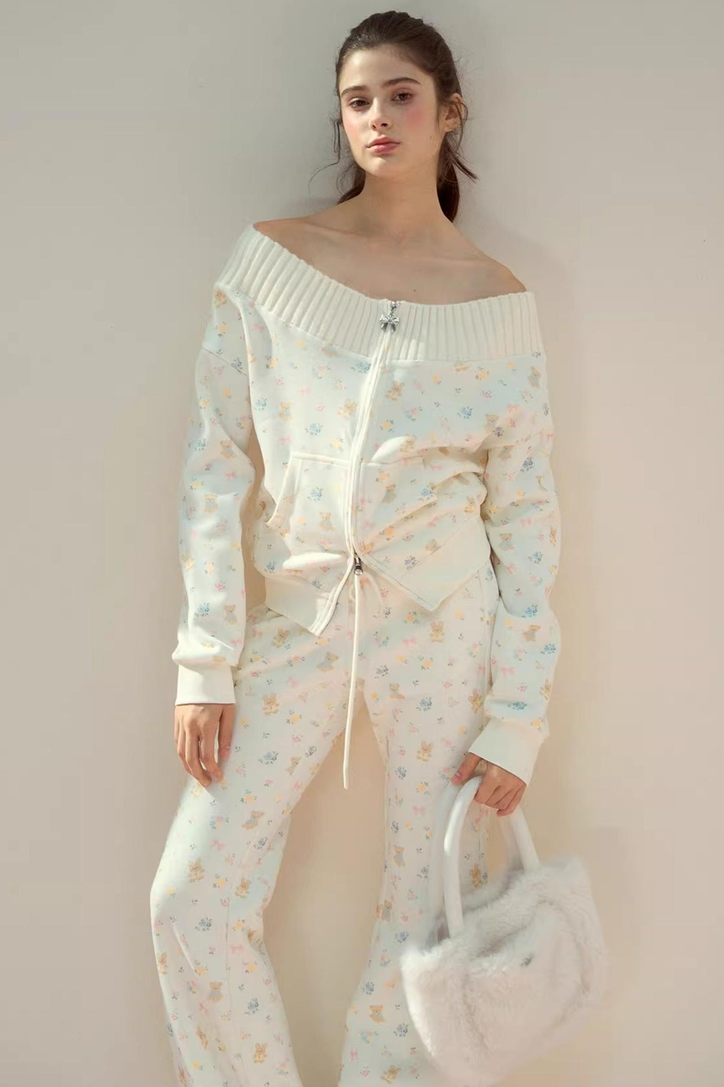 One-Shoulder Sweatshirt Set-Up