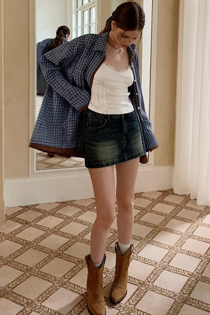 Contrast Fake Two-Piece loose Shirt