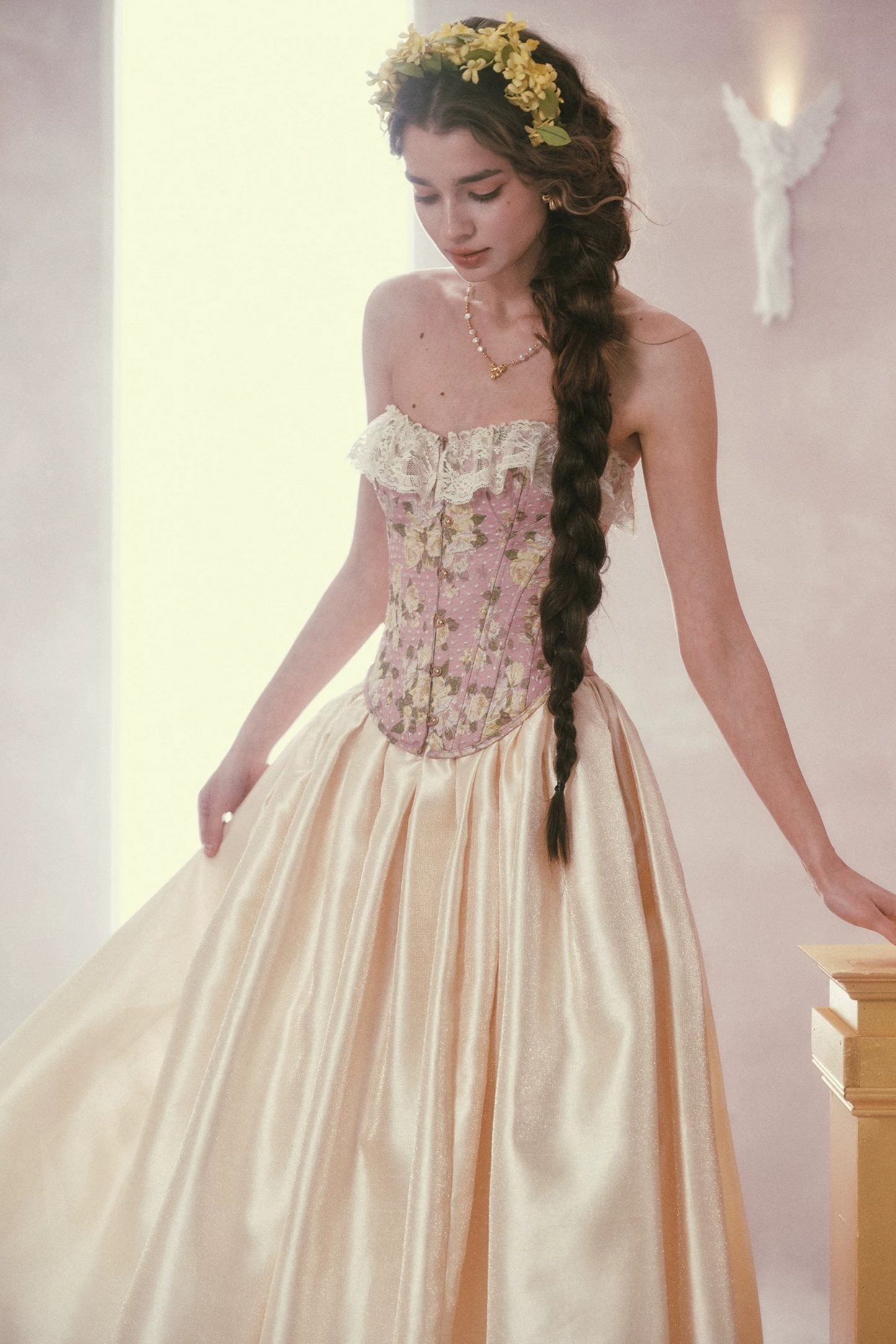 Lace Jacquard Corset Top Set-Up