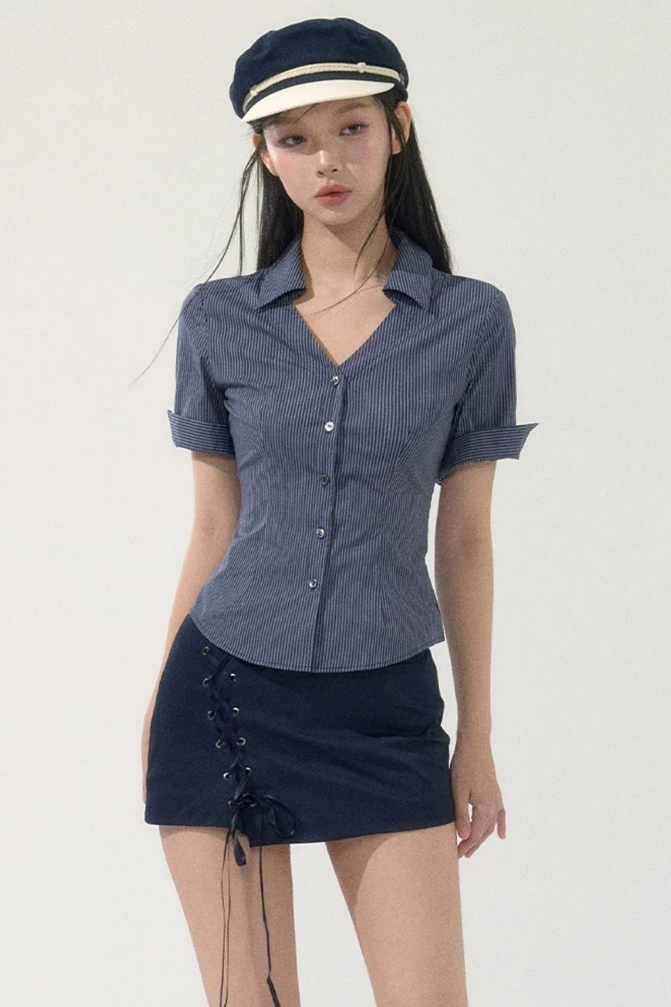 Summer Striped Slim Blouse