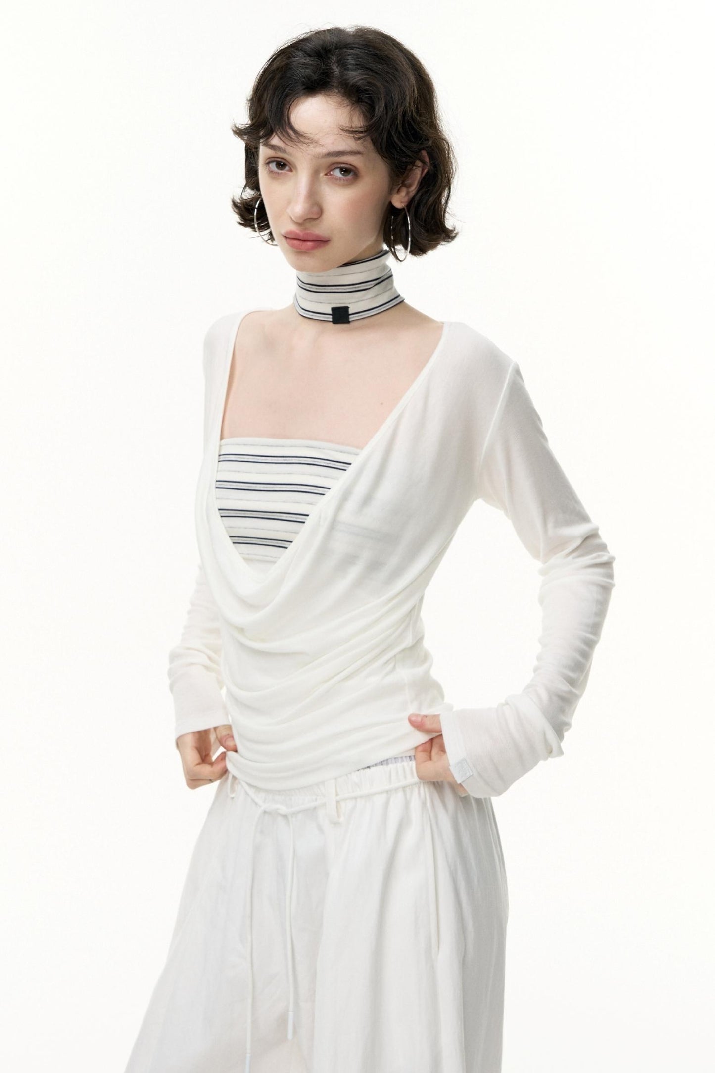 Fantasy Lyocell Collar Long-Sleeved T-Shirt