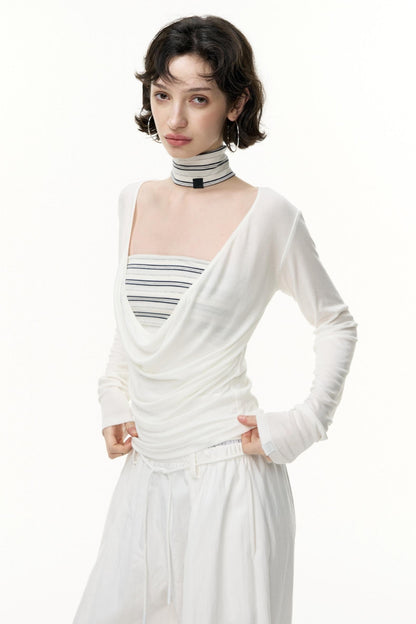 Fantasy Lyocell Collar Long-Sleeved T-Shirt