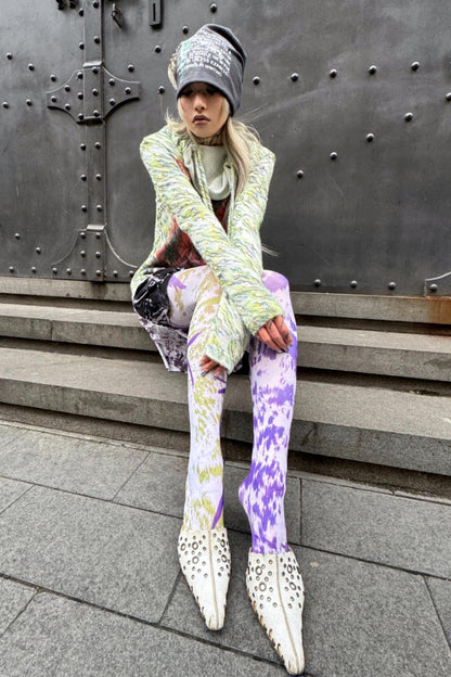 Moss Print Sheer Tight Pants