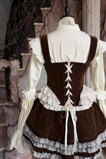 Bone Print Velvet Corset Vest