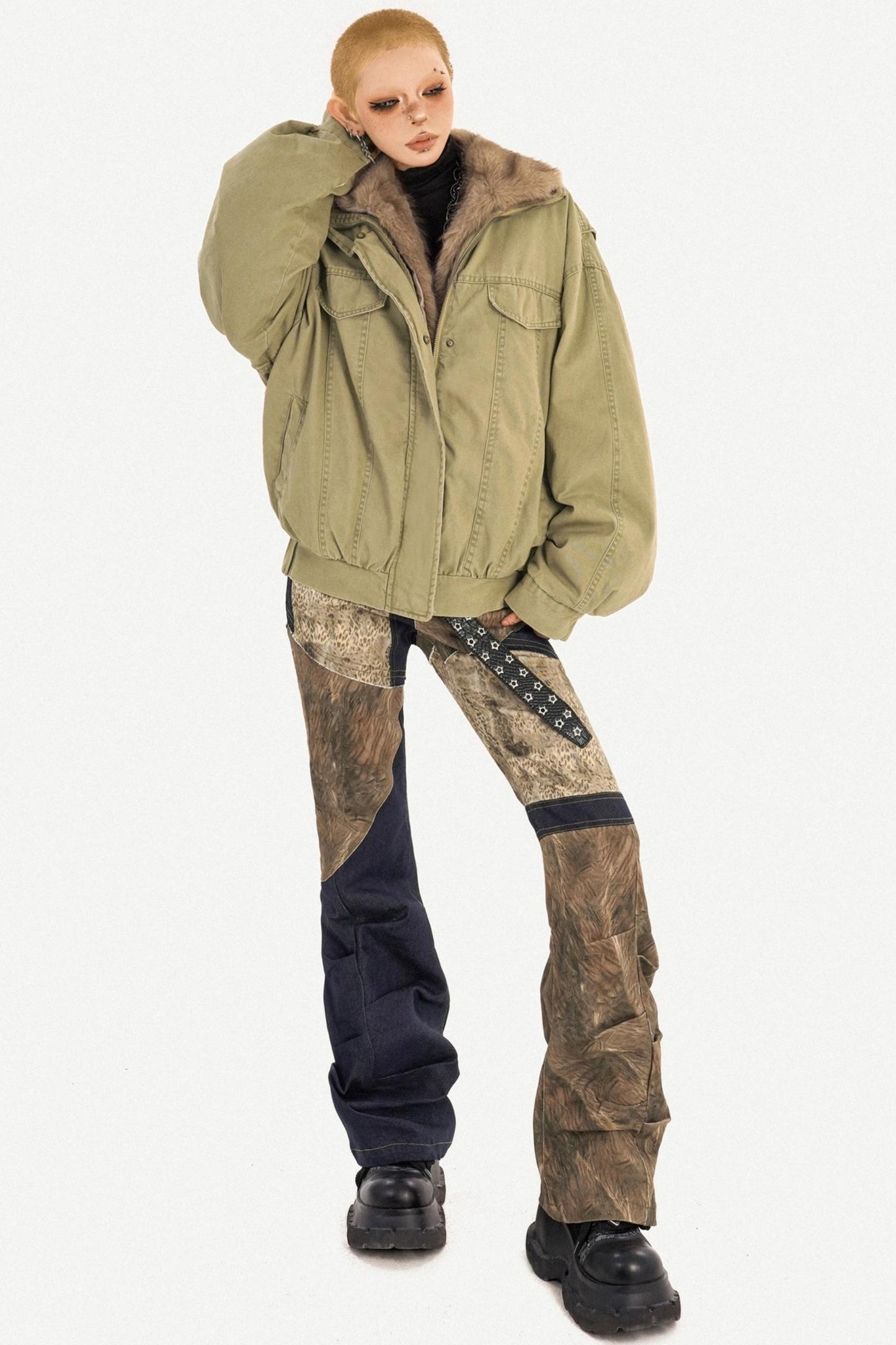 Punk Fur Collar Cotton Jacket