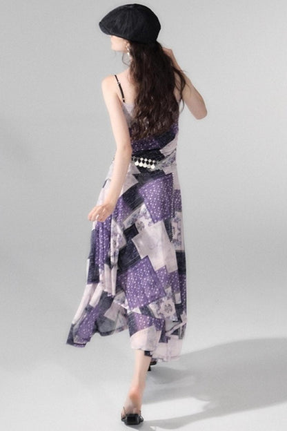 Vintage Collage Mesh Slip Dress