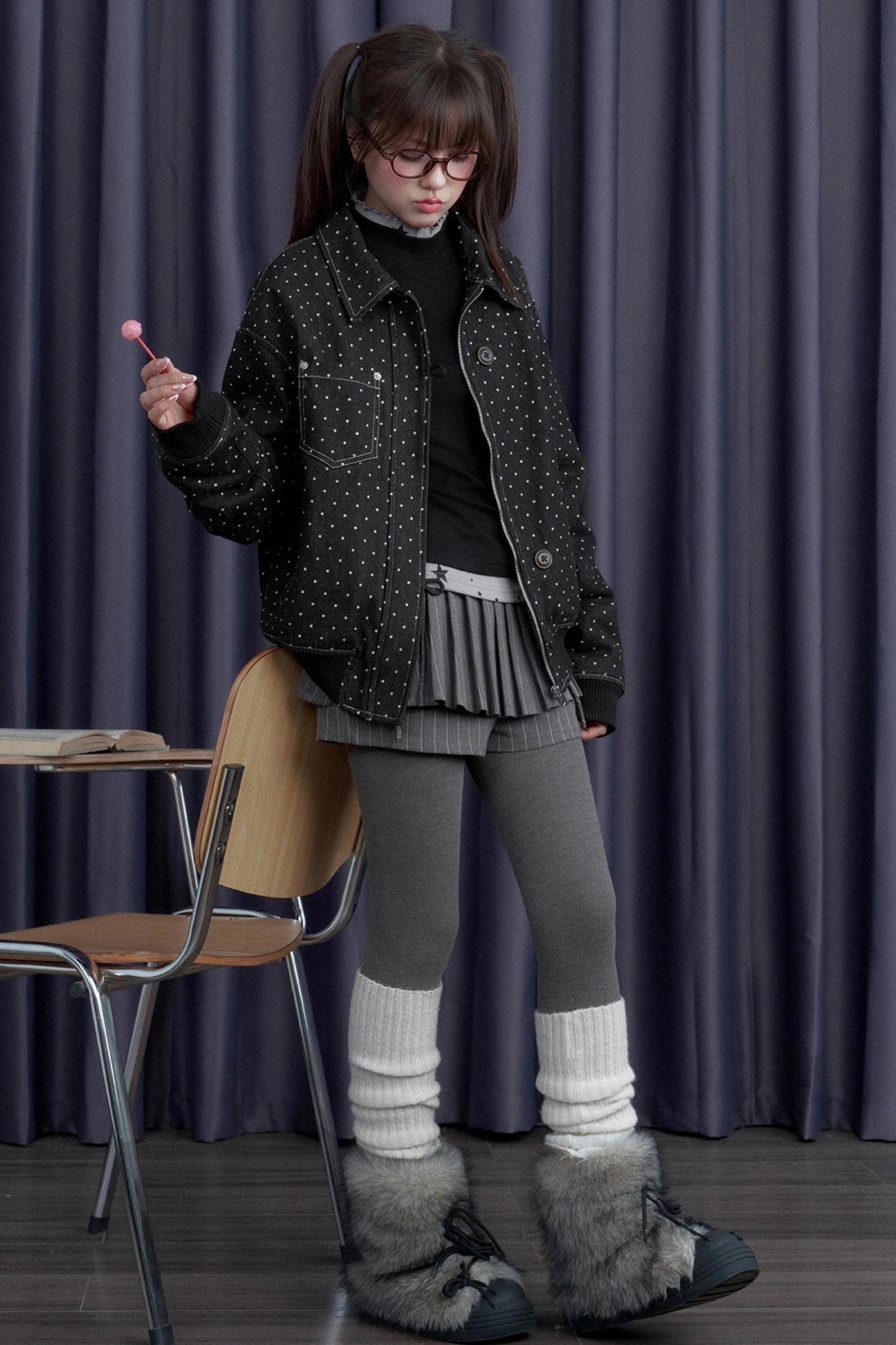 Fighting Spirit Detachable Fur Collar Jacket