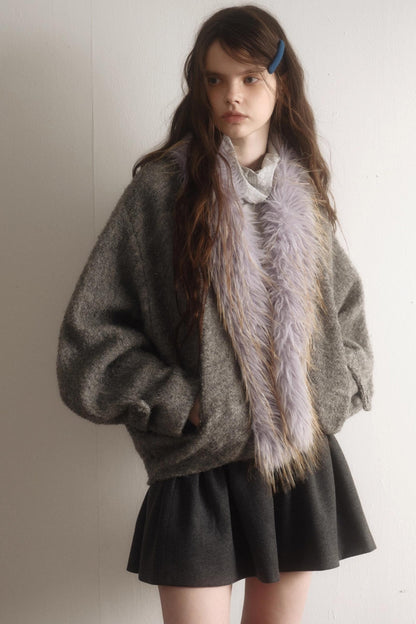 Gray Wool Batwing Coat