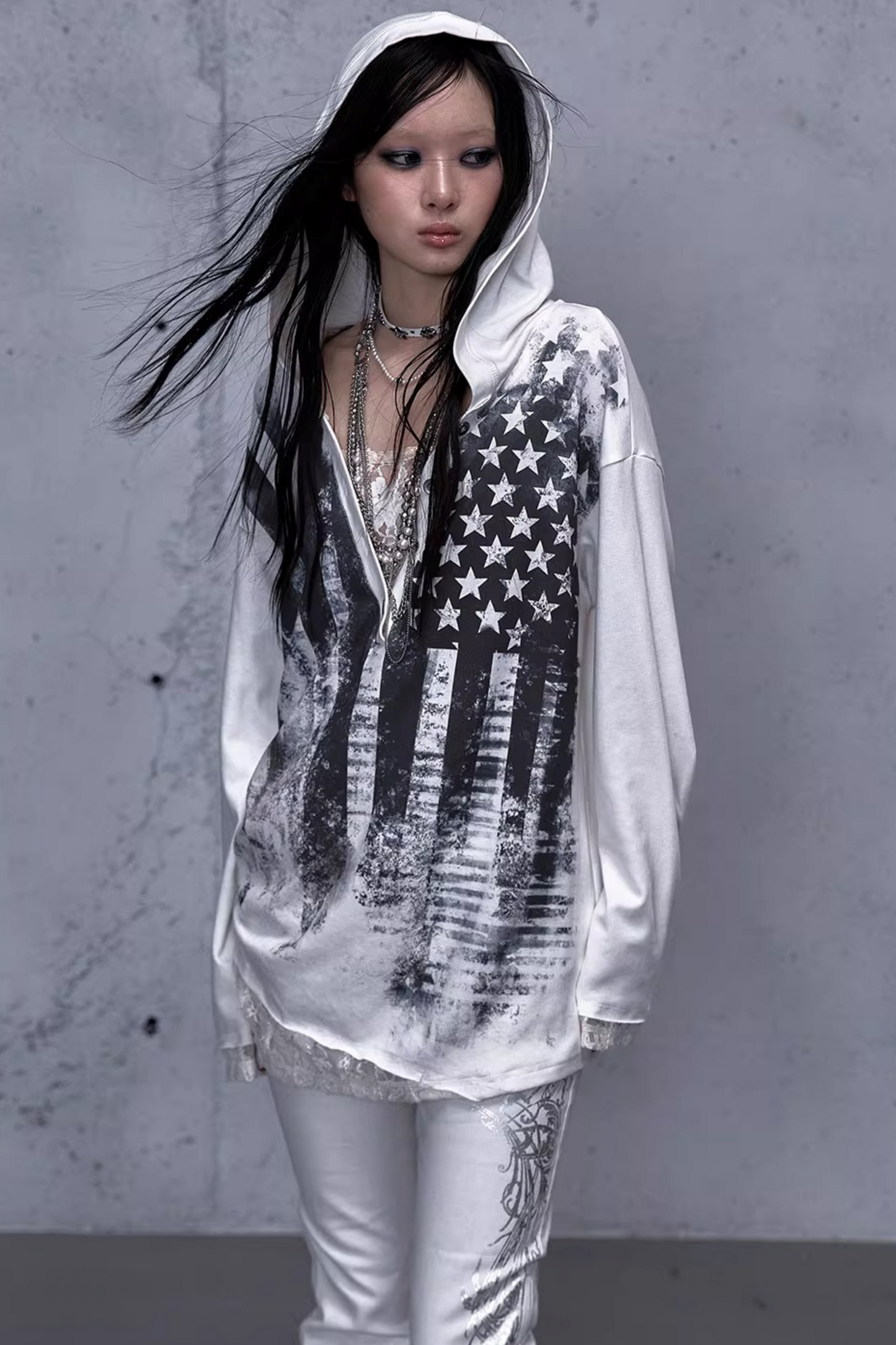 Rebellious Lace Hooded Top