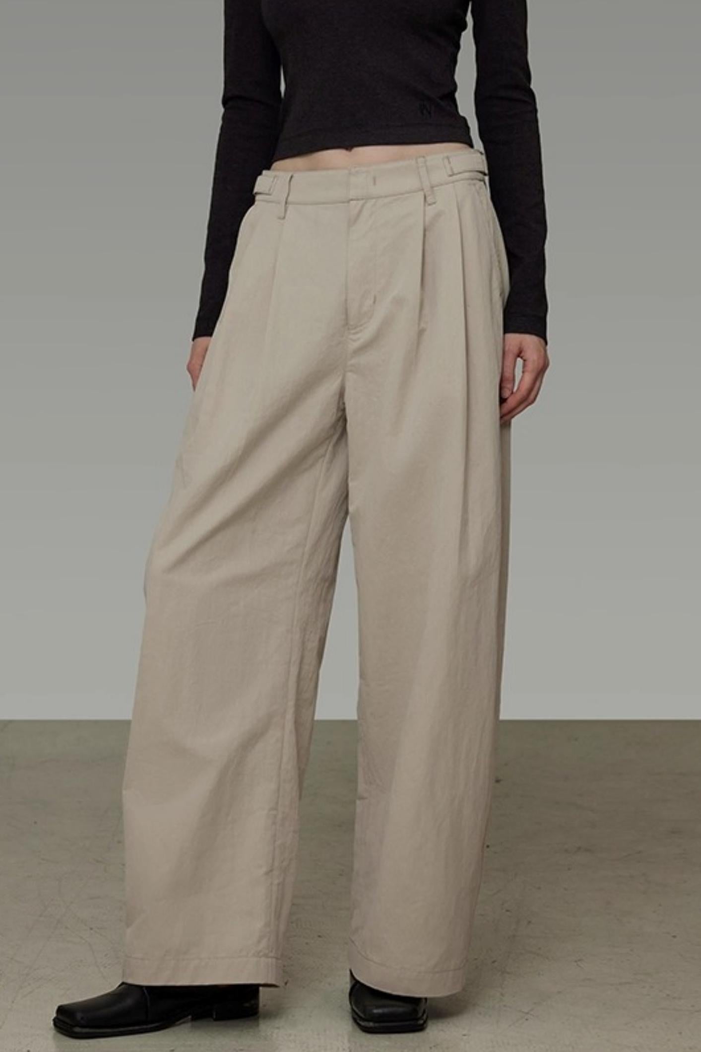 Autumn Drape Wide-Leg Pants