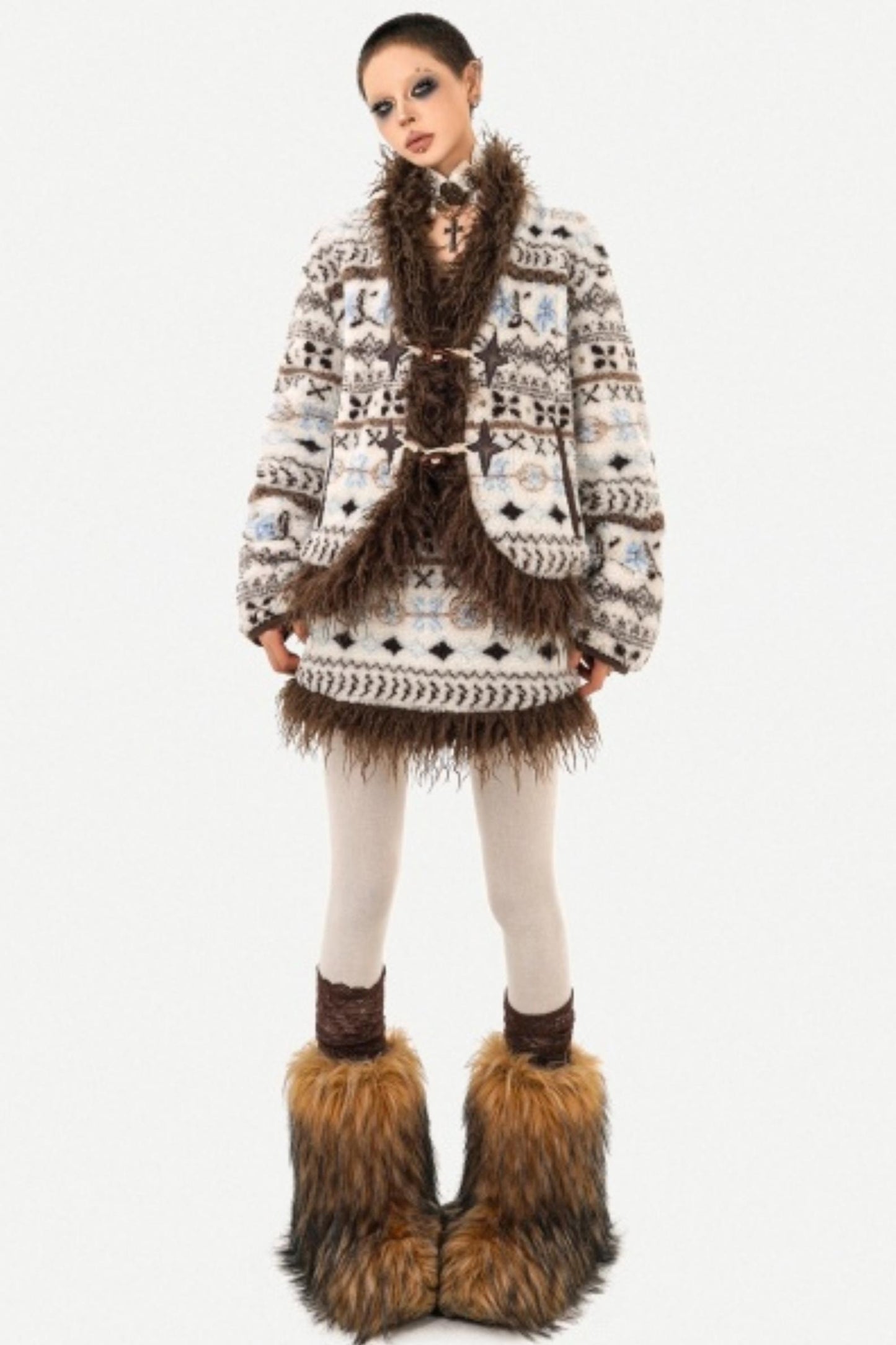 Fair Isle Lamb Wool Coat