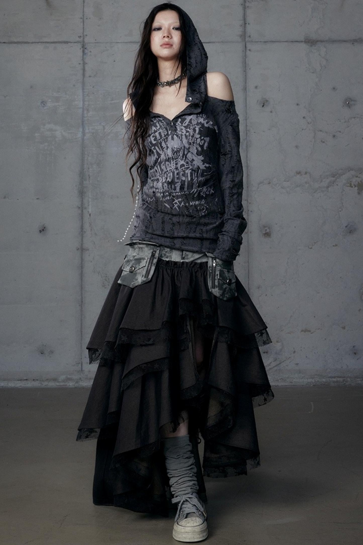 Vintage Punk Hooded Top