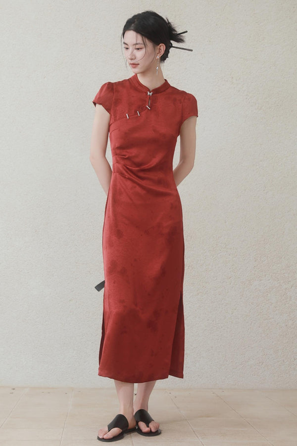 Summer Satin Cheongsam Dress