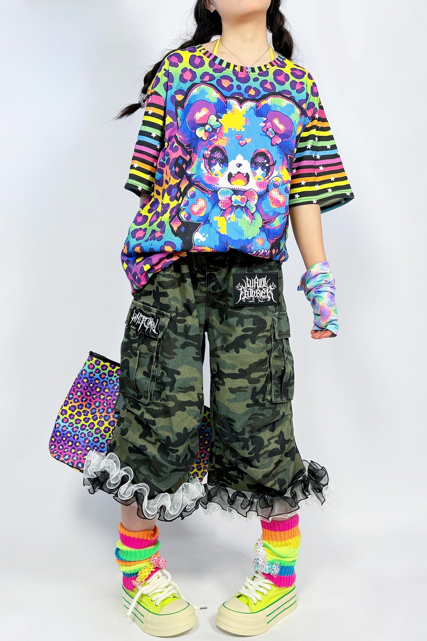 Rainbow Color Cotton Loose T-shirt