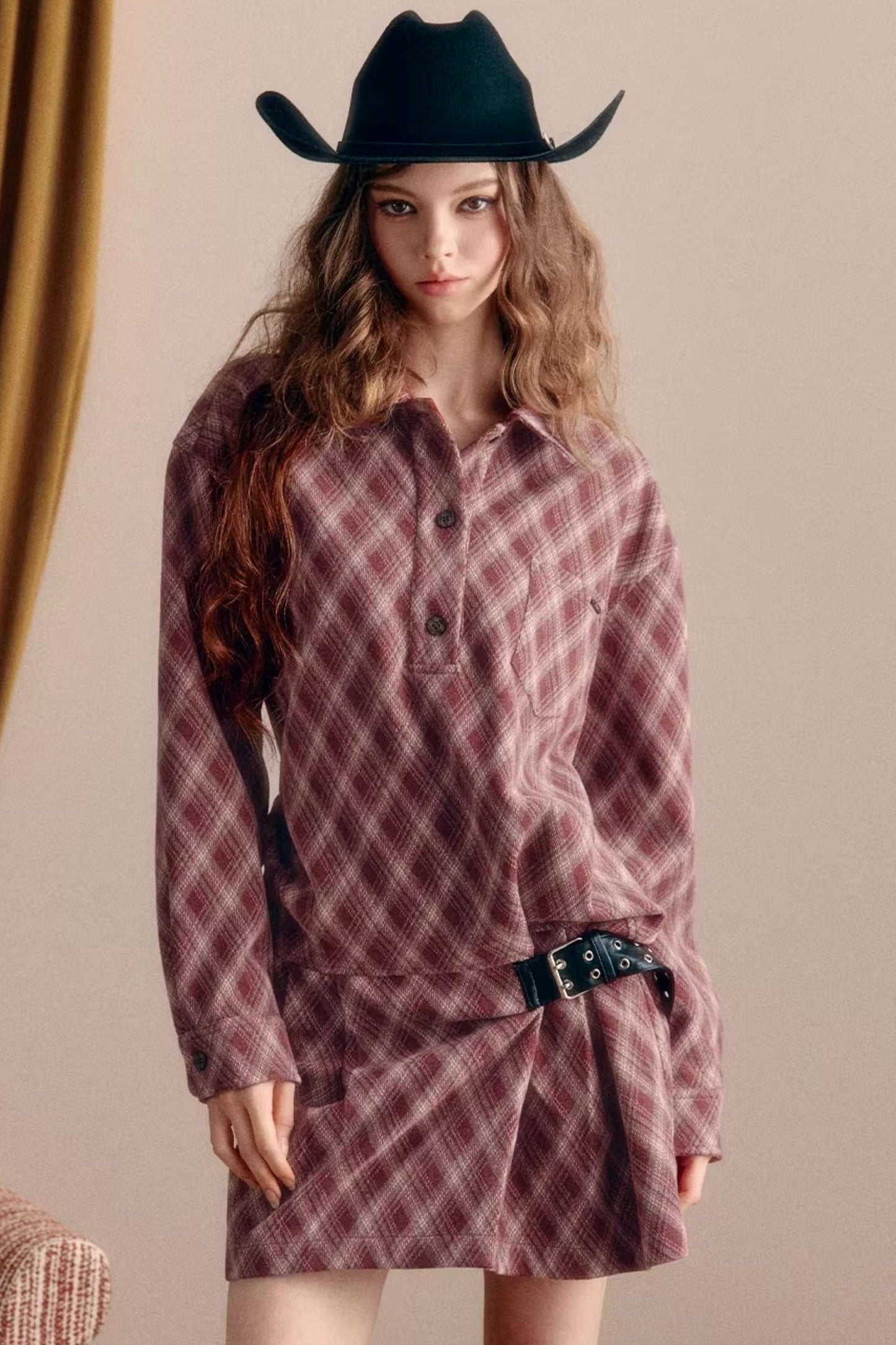 Vintage Plaid Shirt Dress