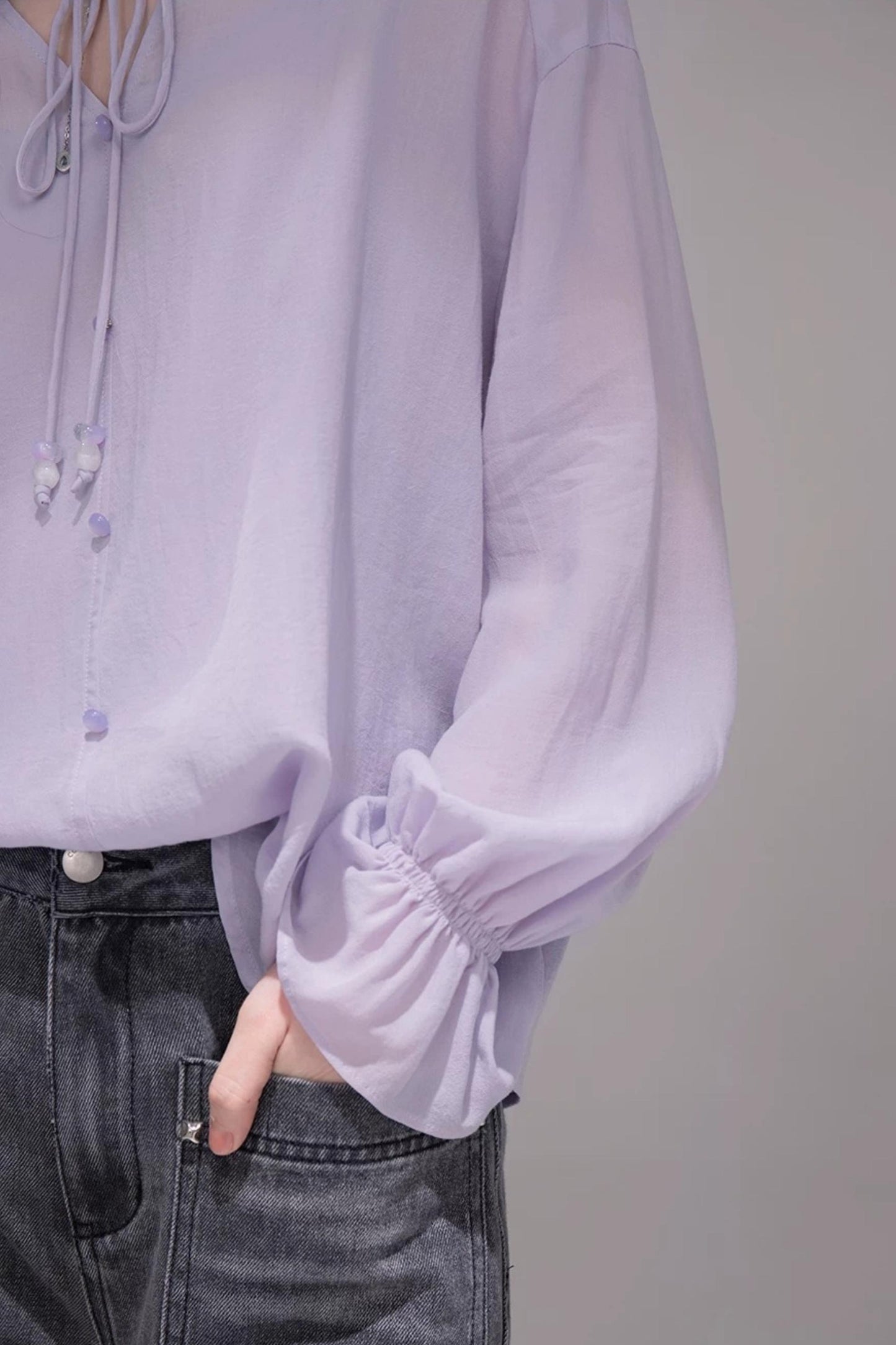 Acetate Deep Purple Blouse Set