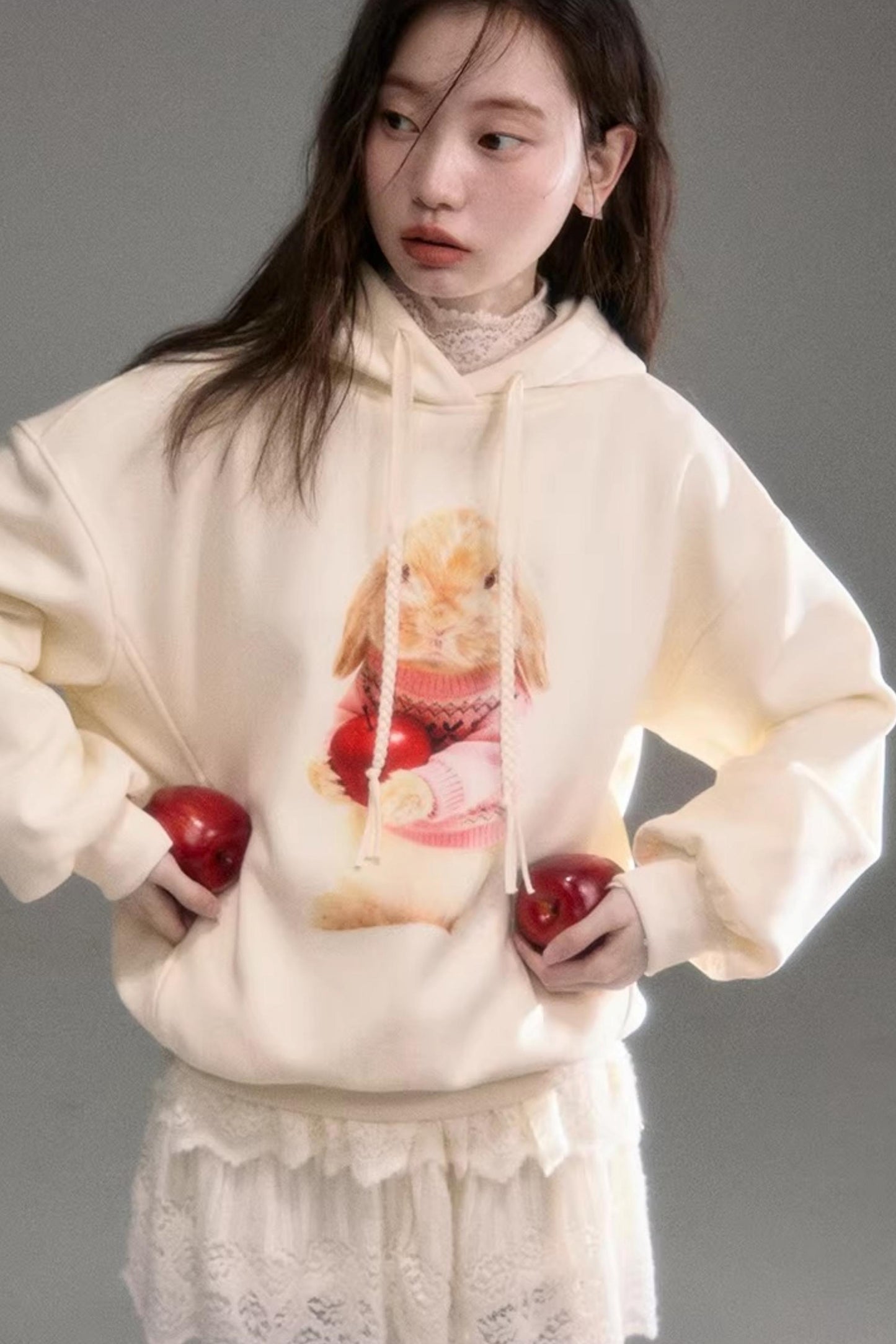 Apple Rabbit 후드 티셔츠