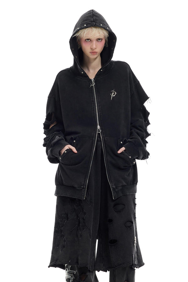 Studded Hooded Cardigan