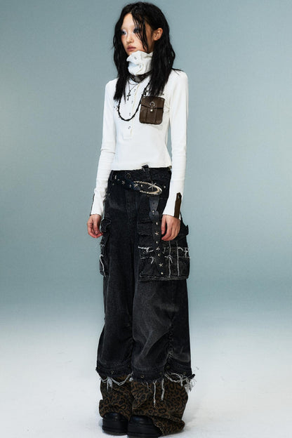 Punk High Neck Slim Knit Base Top