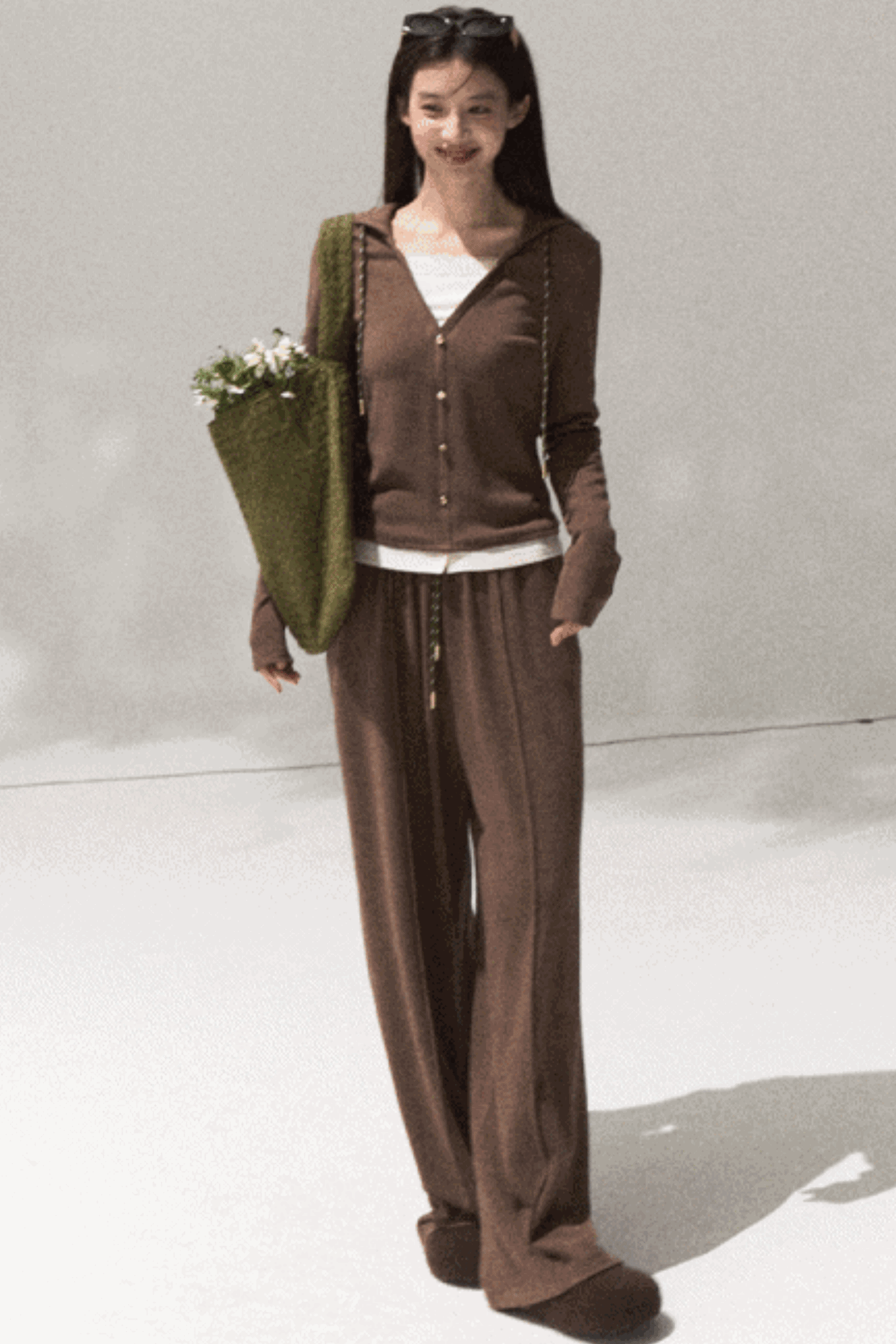 Tears Knit Top & Wide-Leg Pants Set-Up