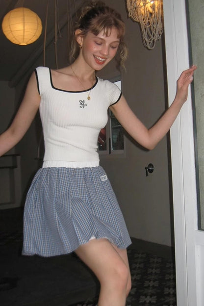 Blue Lace A-Line Skirt