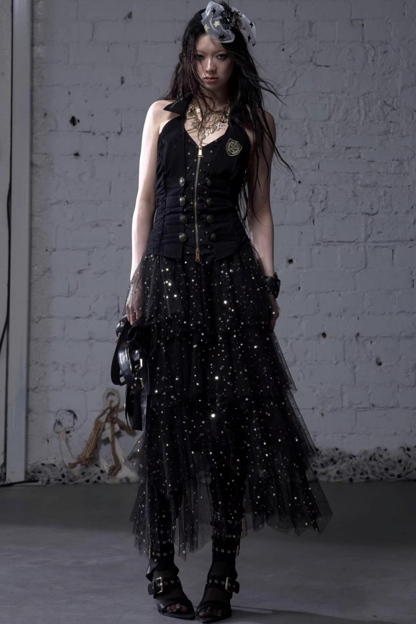 Fairycore Star Tiered Mesh Skirt