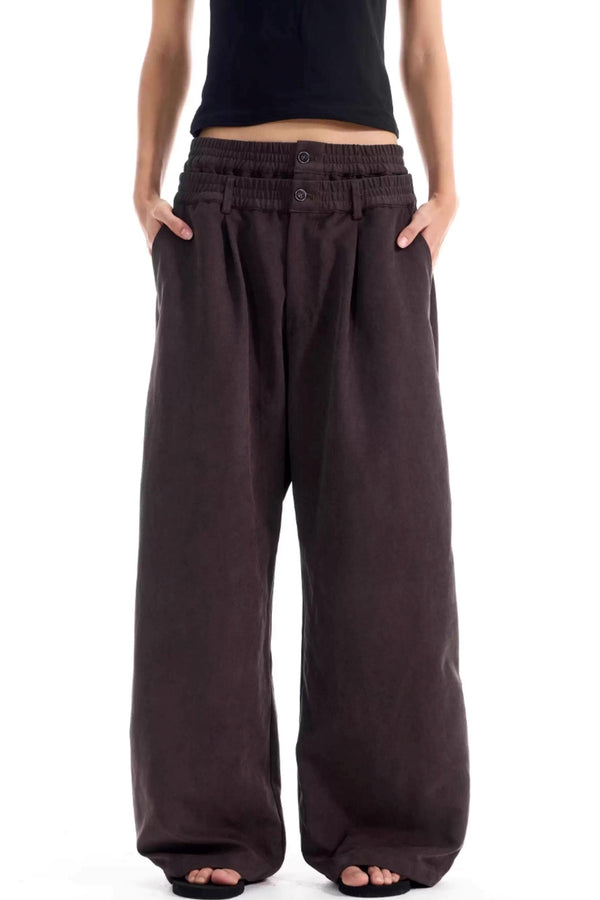 Double-Waist Pleated Pants
