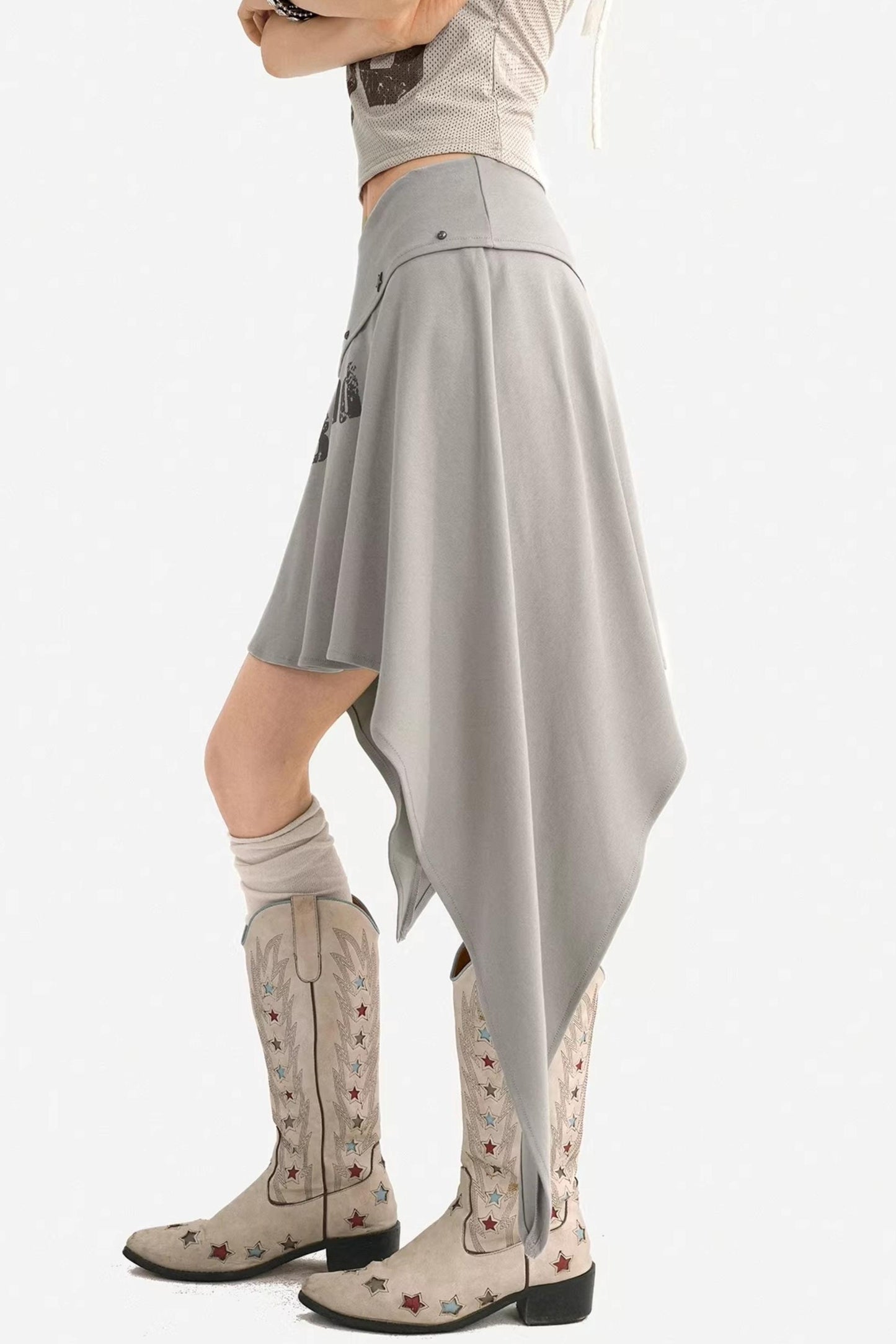 American Retro Irregular Hem Skirt