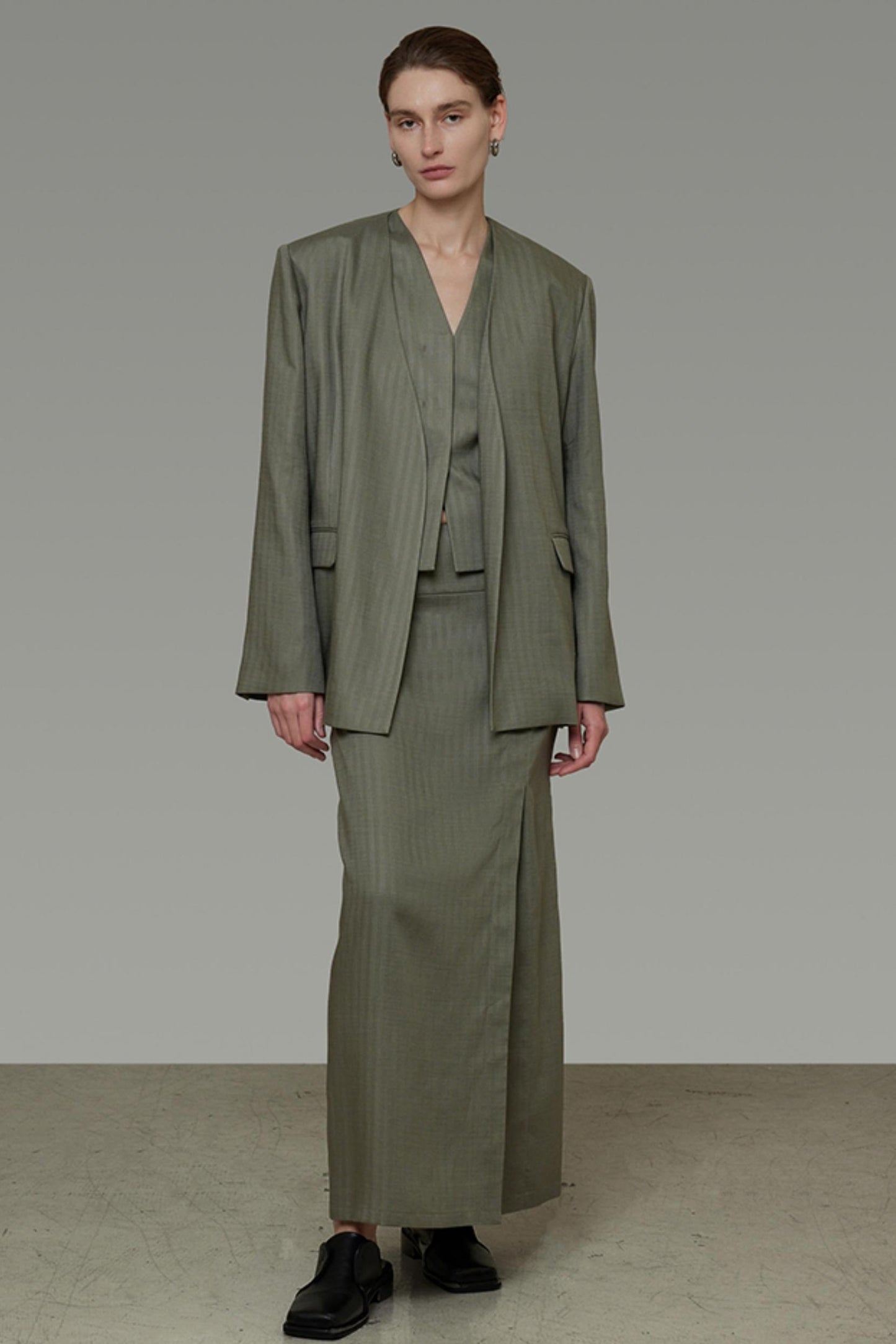 Autumn Draped Loose Vest Skirt Set-Up