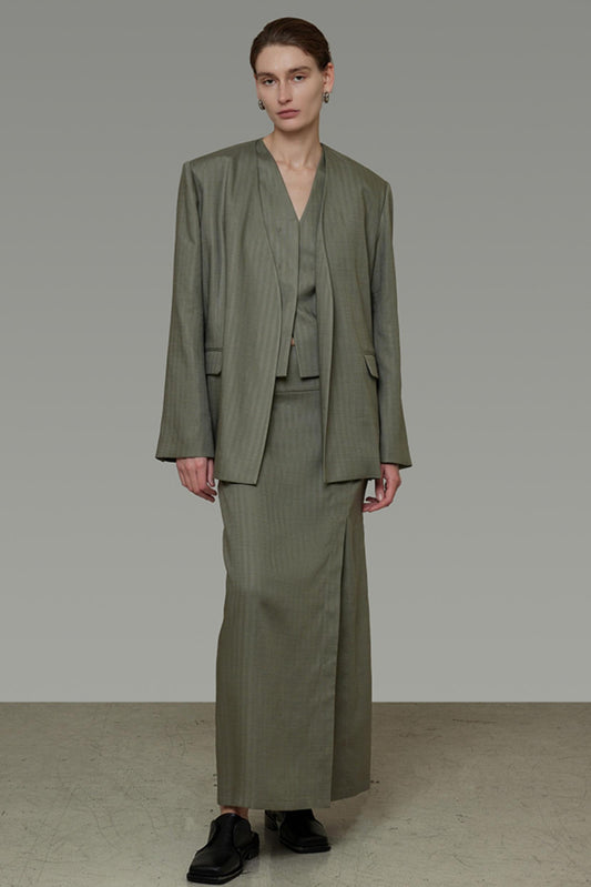 Autumn Draped Loose Vest Skirt Set-Up