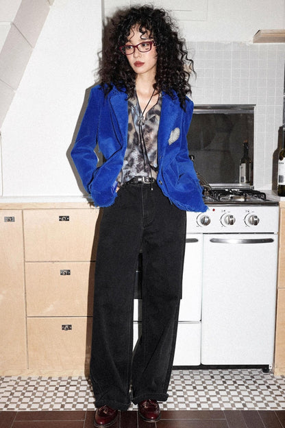 Vintage Leopard Print Cuban Collar Long-Sleeved Shirt