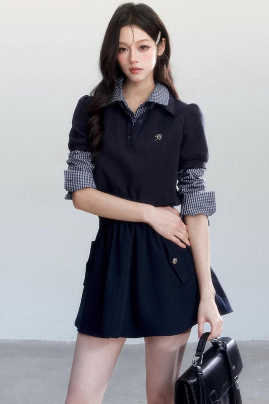 Vintage Plaid Two-Piece Top