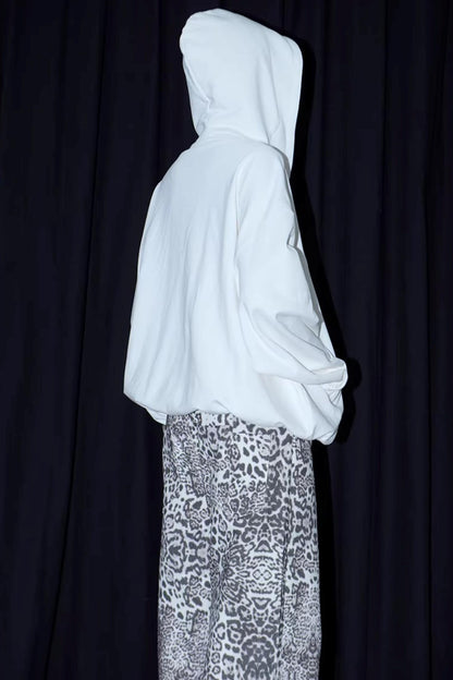 White Embroidered Hooded Jacket