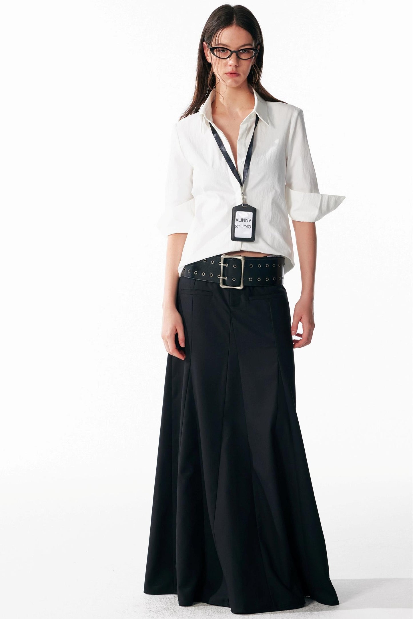 Vintage Black Low Waist A-Line Skirt