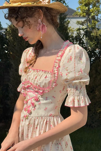 Fishbone Square Neck Dress