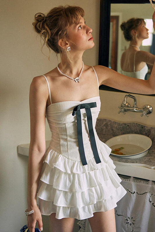 Seine White Lace A-Line Slip Dress