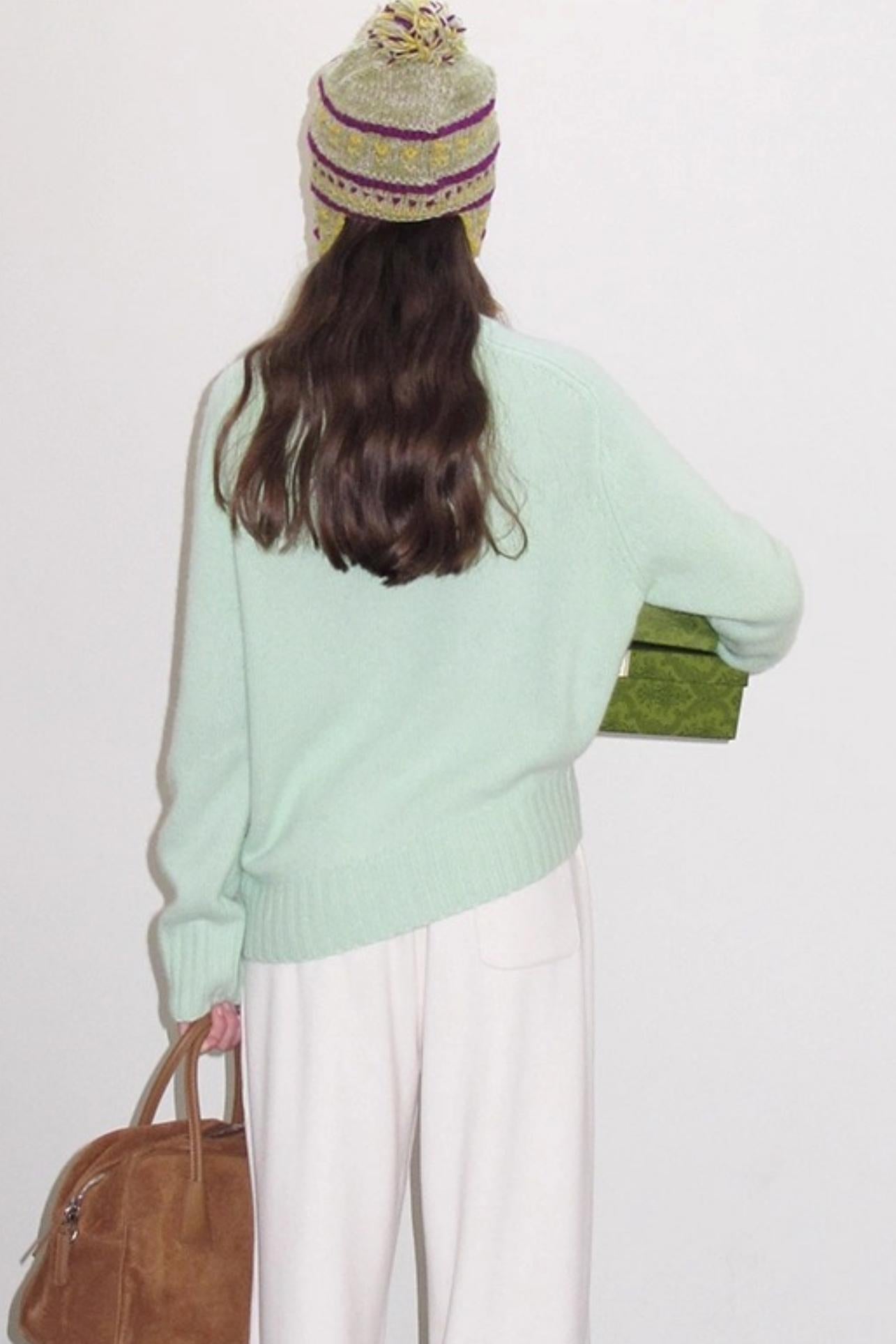 Mint Violet Slanted Hem Sweater