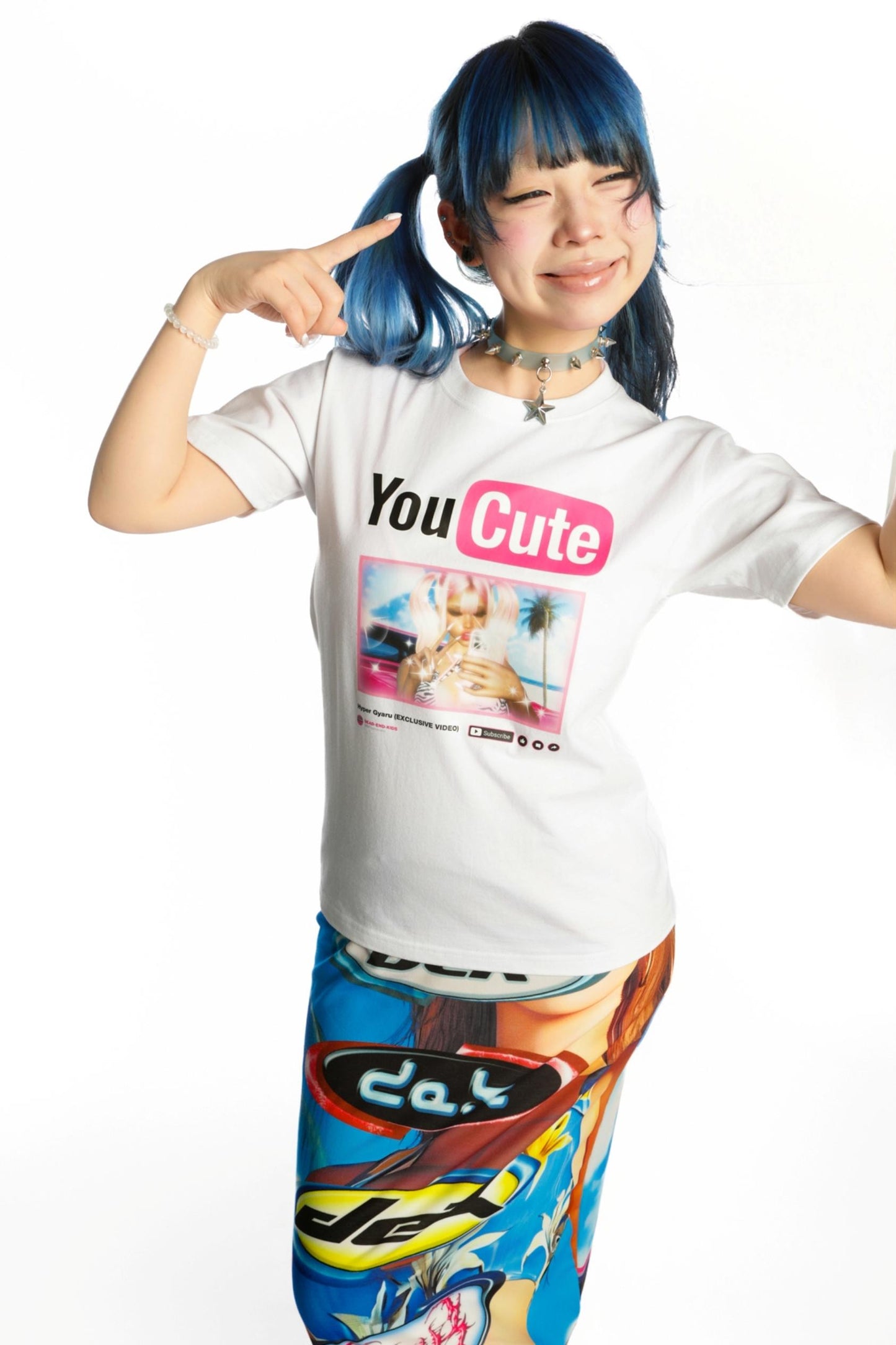 American Boom Print Cotton Slim Shoulder T-Shirt