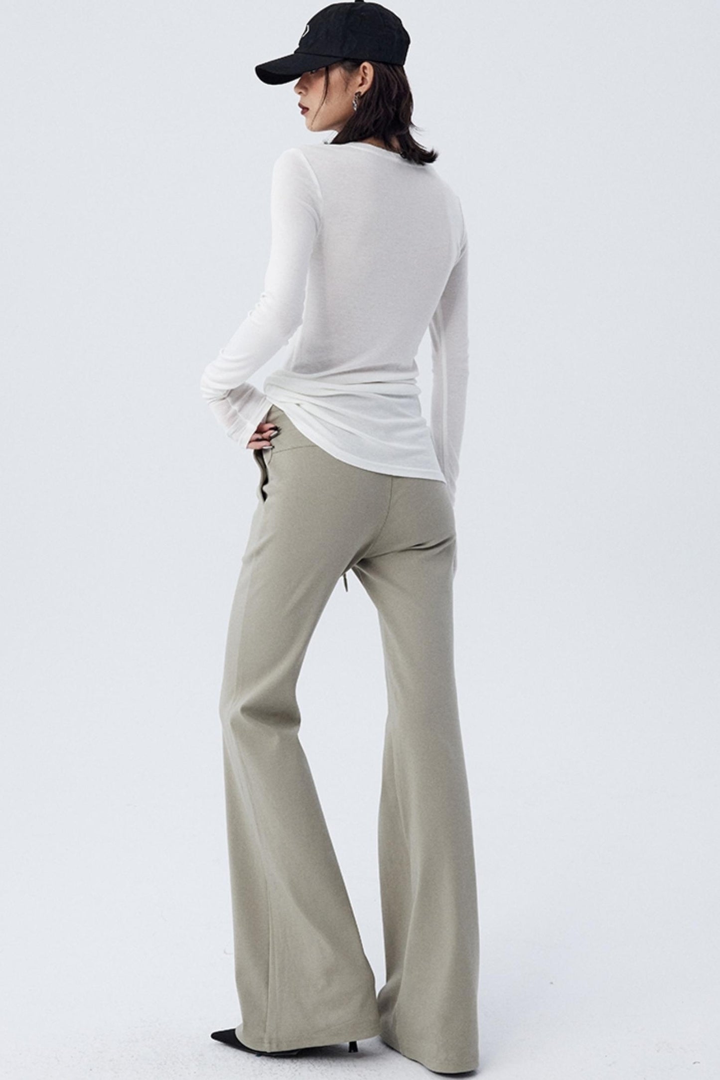 Single-Shoulder Flared Suit Pants Set-Up