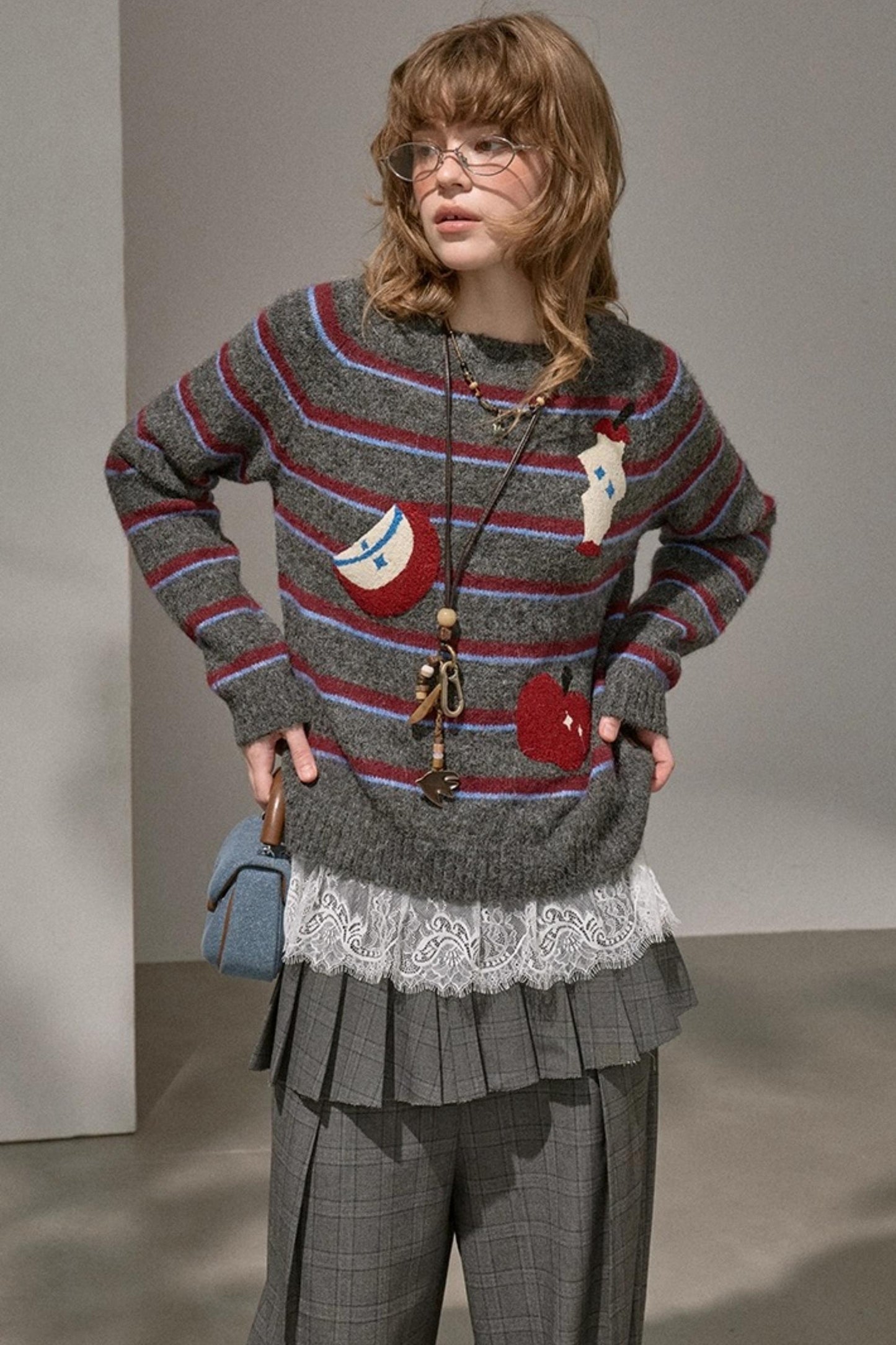 Apple Striped Crew Neck Sweater