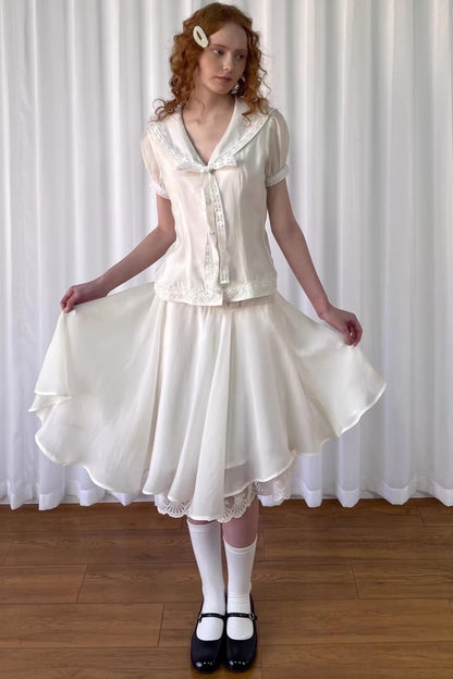Patchwork Lace Trim Skirt